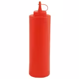(6 pieces) Squeeze Sauce Bottles 650 ml – Red - Closure Cap - Ø 65 mm