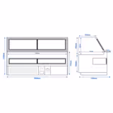 Banco gastronomia professionale KAISA - 2000x1048mm - Ventilata - 560 L - Vetro dritto - Doppi vetri - Sportelli posteriori 2 scorrevoli