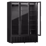 Commercial Upright Glass Door Display Fridge - 1500mm - 1500 Litres - with 3 hinged glass doors - LED lighting - Black - Temperature range 1 to 9 °C
