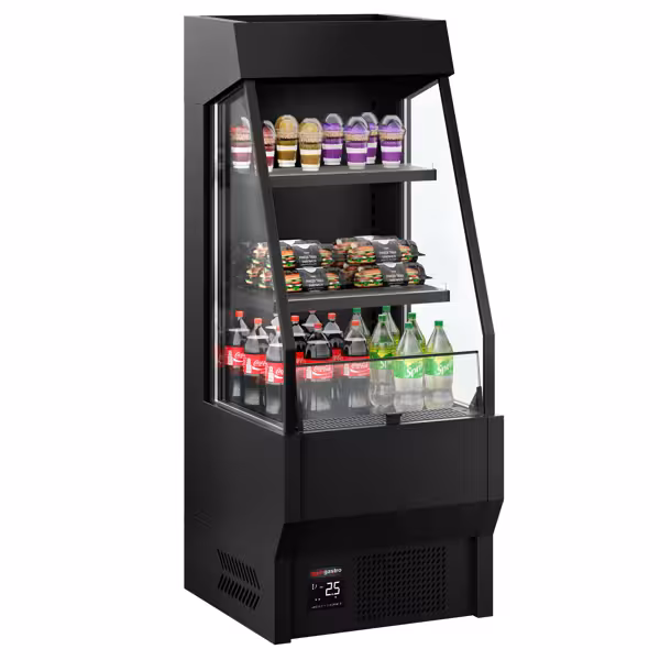 Murale Refrigerato Professionale - 660mm - 150l - +0°/+7°C - con 2 ripiani - Nero