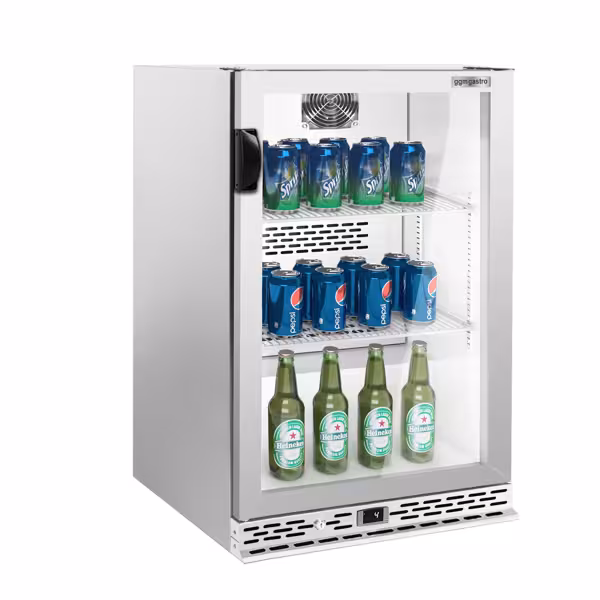 Barkoelkast - 600mm - 125 liter - met 1 glazen vleugeldeur - RVS