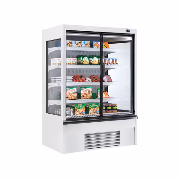 Commercial multideck display fridge - 1330mm - 711L - with 2 hinged glass doors & 4 shelves - White