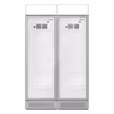 (2 pcs) Commercial Beverage Display Fridge with Illuminated Canopy - 1190mm - 345 Litres - with 2 hinged glass doors - LED lighting - Grey - Temperature range 2 to 10 °C