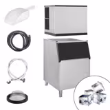 Commercial Ice Cube Maker - Full Cube Ice - 212 kg/24 h - 225 kg Bin (with Trolley)