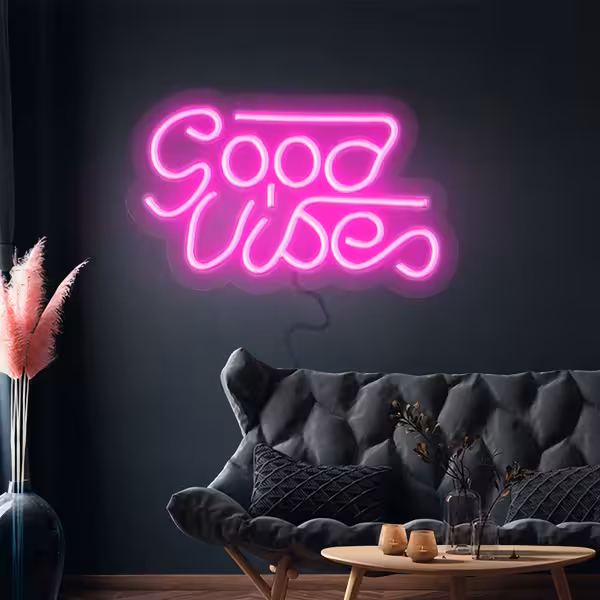 LED Neon Sign - Good Vibes - Pink - 330x180mm