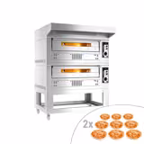 (2 szt.) Gazowy Piec do pizzy - 2 x 9 x Ø33cm - Manualne - z okapem i ramą nośną