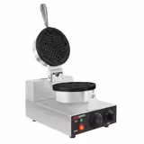 Waffle Makinesi - Tekli - Manuel Zamanlayıcılı - 1,3kW - Şekil: Kalpli - Ø 180mm - Sabit Plakalı - pişirme plakaları teflon kaplamalı