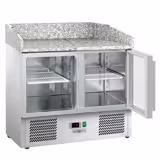 Commercial Pizza Prep Counter - Granite Top ECO - 935x700mm - with 2 glass doors