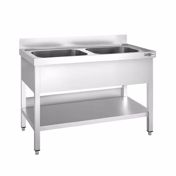 Evyeli Yıkama Tezgahı PREMIUM - 1200x700mm - Alt Tablalı & Çift Evyeli