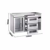 Biertheke PREMIUM - 1550x700mm - 1 Glastür & 3 Glasschubladen