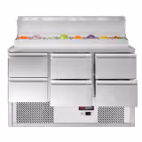 Mesa saladette de preparación ECO - 1368x700mm - con 6 cajones - para 8x GN 1/6