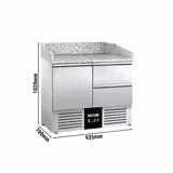 Pizzawerkbank PREMIUM - 935x700mm - met granieten werkblad - met 1 deur & 2 laden