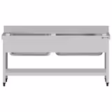 Chiuvetă profesională pentru oale ECO - 1600x600 mm - cu poliță inferioară - cu 2 cuve