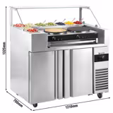 Saladette - 1210x700mm - 2-deurs - voor 9x GN 1/6 - incl. crêpesapparaat met 2 borden