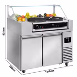 Commercial Refrigerated Prep Table PREMIUM – Glass Top – 2 Doors – 1210 mm – for 9× GN 1/6 - with Crêpes Plate included (6 kW)
