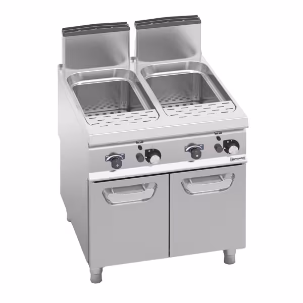 جهاز سلق المعكرونة - مزدوج الحوض - تجاري - غاز - مع صنبور ماء - 40 + 40 Liter - 24 kW - مع صنبور تصريف - Paolo 900