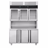 Soğuk Teşhir Dolabı - 1350x800mm - üstte 3 cam kapılı; altta 3 kapılı - LED aydınlatma; statik soğutma; dijital termostat