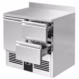 Stół chłodniczy PREMIUM - 900x700mm - 220L - Czarny - z 1 drzwiami - z 2 szufladami - z tylnym rantem i wyświetlaczem temperatury - na rynek PL