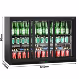 Réfrigérateur de bar – 1350 mm – 320 litres – avec 3 portes coulissantes en verre – Extérieur & intérieur Noir