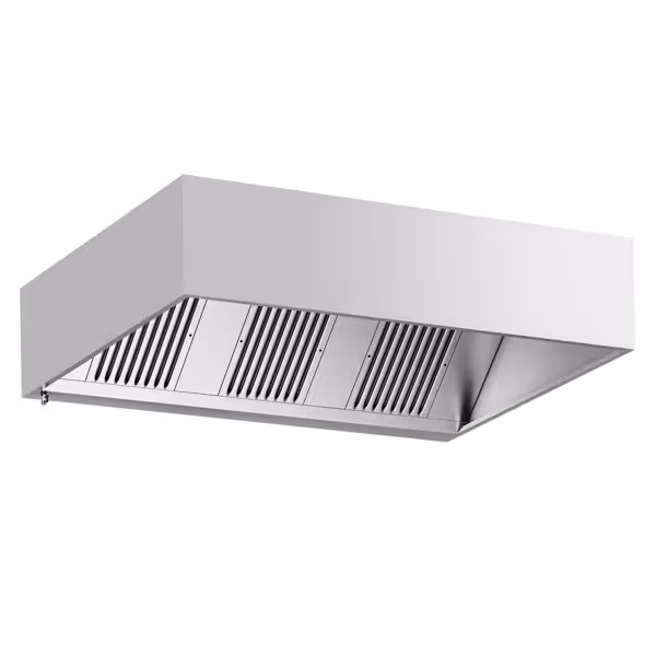 Commercial Wall-Mounted Extractor Hood – 2000mm – with Baffle Filters & Lighting