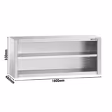 Paslanmaz Çelik Duvar Dolabı PREMIUM - 1600x400mm - Kapısız (Açık) - 650mm yükseklik - Ara Raflı
