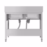 Stainless Steel Commercial Sink Unit ECO - 1000x600mm - with Double Bowl Centre - with Undershelf - with Upstand