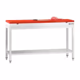 Mesa de trabalho em aço inoxidável PREMIUM - Profissional - 1500x600mm - com prateleira inferior & com travessas de reforço - incl. Tábua de corte Vermelha