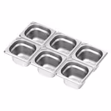 (6 pièces) Bac GN 1/6 en inox – Hauteur : 100 mm