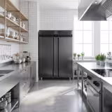 Hladnjak nehrđajući čelik (inox) PREMIUM - GN 2/1 - 1400 l - od -2 °C do +8 °C - s 2 vrata - ventilirano hlađenje, monoblok rashladna jedinica, automatsko odmrzavanje, LED rasvjeta, letvice i potporne rešetke - Anthrazit