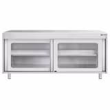 Edelstahl Arbeitsschrank PREMIUM - 1800x600mm - mit Glasschiebetür