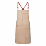 (6 pieces) KARLOWSKY | Urban Cross-Back Bib Apron – beige - leather straps - 68×80 cm