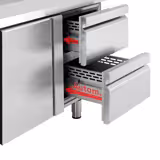 Koelwerkbank PREMIUM PLUS - 2452x600mm - 510 liter - met 3 deuren - met 2 lades - opstand