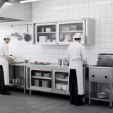 Edelstahl Arbeitsschrank PREMIUM - 2000x600mm - mit Glasschiebetür