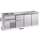 Biertheke Premium PLUS - 2500x700mm - 2 Türen & 2 Schubladen