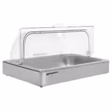 Cappa per alimenti per Contenitore GN - GN 1/1 - Plastica; acciaio inox 304 - 540x335mm - Altezza: 255mm - incl. Contenitore GN 1/1 - apertura roll-top 180°