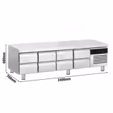 Kühlunterbau - 2400mm - 386 Liter - 8x 1/1 GN Schubladen