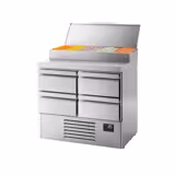 میز یخچالی آماده سازی کوچک - 978*700 - میلیمتر 5xGN1/4 چهار کشو - ویترین استیل