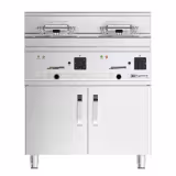 Friteuse double électrique professionnelle - 10+10L - 18kW - avec robinet de vidange - incl. soubassement avec 2 porte(s)