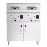 Elektro Doppelfritteuse - 10+10 Liter - 18 kW - inkl. Unterbau mit 2 Türen
