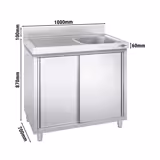 Chiuvetă 1,0m - 1 cuvă în partea dreaptă L 50 x B 50 x T 30 cm