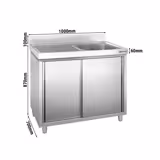 Lavello armadiato PREMIUM - in acciaio inox - 1000x700mm - 1 vasca a destra