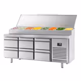Commercial Saladette Prep Counter Slimline - 1960x600mm - 6 Drawers - topper for 11x GN 1/4