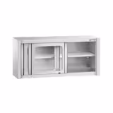 Edelstahl Wandhängeschrank - 1400x400mm - mit Glasschiebetür - 650mm hoch