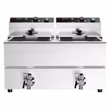 Fritadeira eléctrica dupla - 8+8 litros - 6,5 kW - com torneira de drenagem