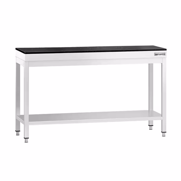 Tavolo da lavoro in acciaio inox PREMIUM - 1400x600mm - con ripiano inferiore - con piano in granito