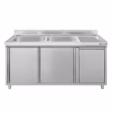 Meuble évier ECO - 1400 x 600 mm - avec poubelle & 2 bacs à gauche