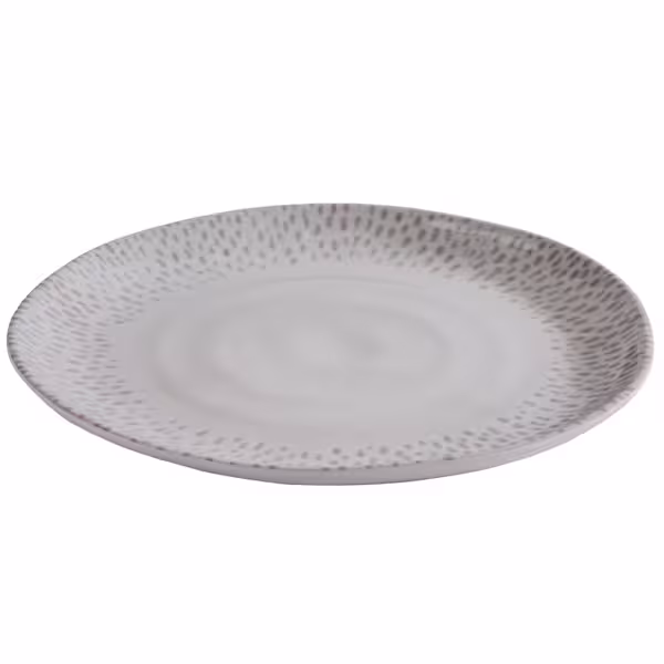 (6 pcs) FOOTMARK - Assiettes - Mélamine - Ø210mm - Blanc / Gris