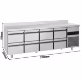 Mostrador refrigerado PREMIUM - 2330x700mm - con 8 cajones - encimera con alzatina - GN 1/1 - refrigeración ventilada