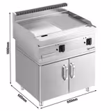 Commercial Electric Griddle - 9.0kW - Smooth/Ribbed Plate (half & half) - Cooking area: 595x500mm - with Cabinet Base - 2 Doors