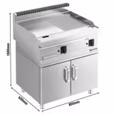 Elektrische bakplaat - 9,0 kW - Glad/geribbeld, 1/2 glad, 1/2 geribbeld - Bakoppervlak: 595x500mm - met onderkast (2 deuren)